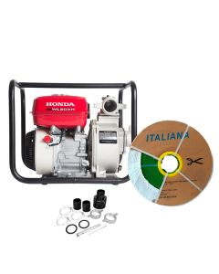 WL20 2’’ C/HONDA GP160 5.5HP + MANGUERA LAYFLAT GREEN 3B 2’’ 2-6BAR 30PSI 100M/ROLLO